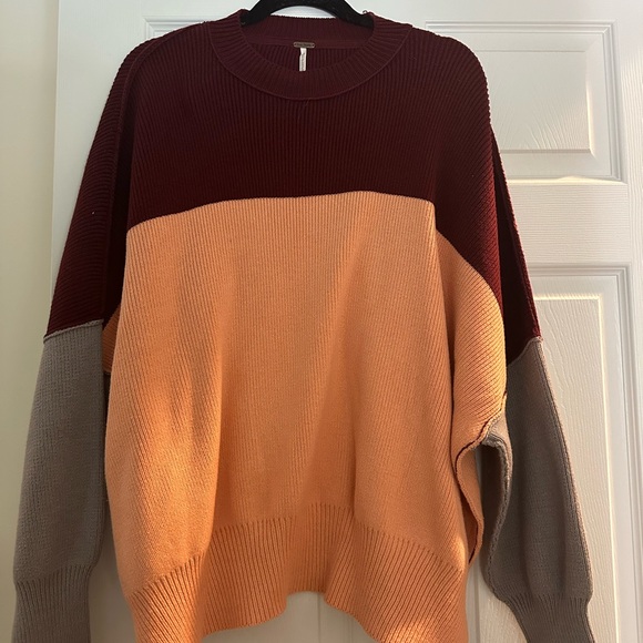 Free People Easy Street Color Block Sweater Peach - Picture 2 of 4